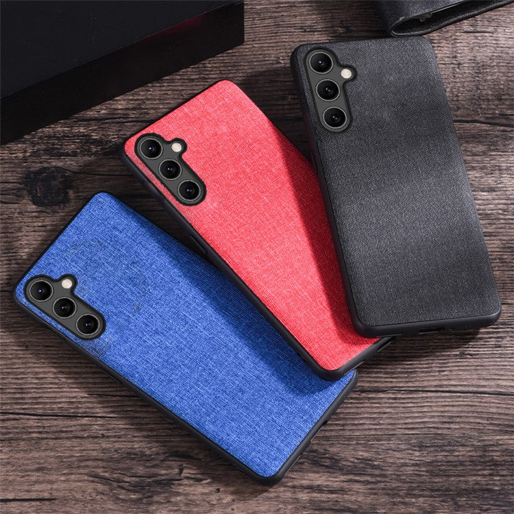 For Samsung Galaxy A15 4G / A15 5G Case PC+Cloth Shock Absorbing Phone Protector - Black