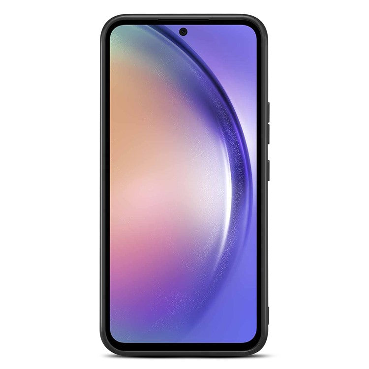 DENIOR For Samsung Galaxy A55 5G Case Card Slot Leather Coated TPU Phone Cover - Blue