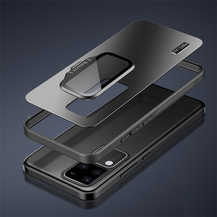 For vivo S17 5G / S17 Pro 5G Case Anti-slip Lens Kickstand Phone Protector - Silver