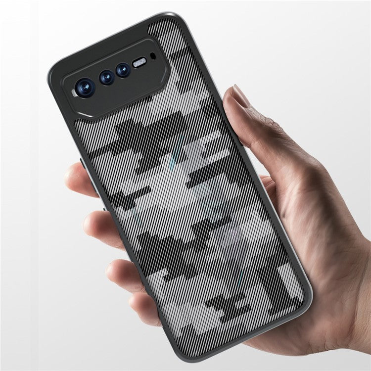 IBMRS For Asus ROG Phone 6 5G / Phone 6 Pro 5G / Phone 6D 5G Case Hard PC Back+Soft TPU Frame Protective Cover - Grid Camouflage