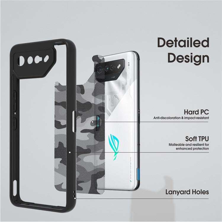 IBMRS For Asus ROG Phone 7 5G Cases Anti-Scratch TPU+PC Phone Cover Shell - Transparent Black