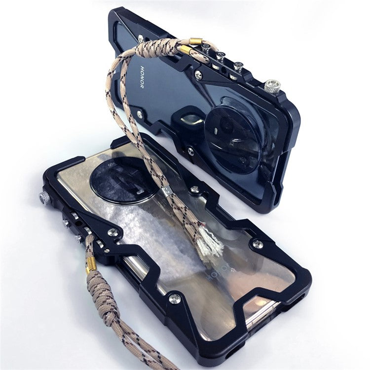 For Honor Magic4 5G / Magic4 Pro 5G / Magic4 Ultimate Mechanical Arm Aluminium Alloy Case Shockproof Phone Cover - Black