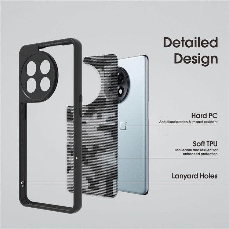 IBMRS Drop-Proof Phone Cover for OnePlus Ace 2 5G / 11R 5G Cases Shockproof TPU+PC Shell - Transparent Black