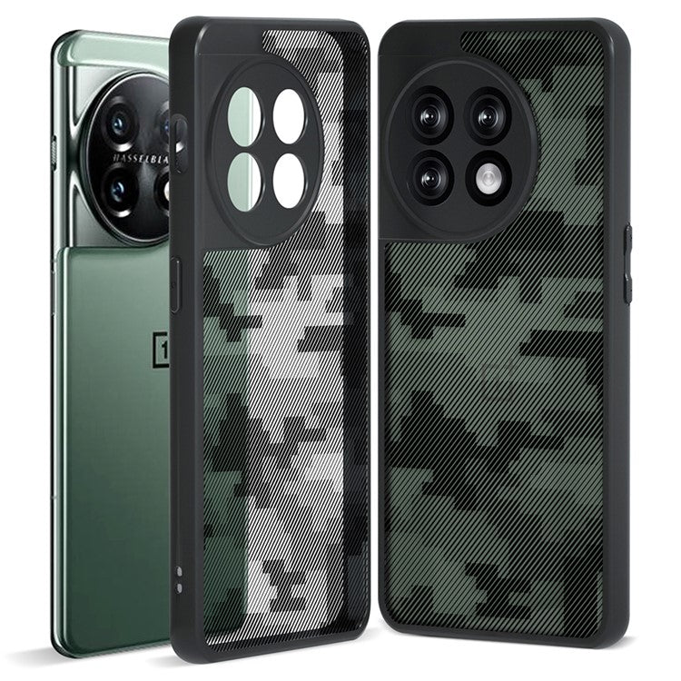 IBMRS Slim-Fit Case for OnePlus 11 5G Precise Cutout TPU+PC Phone Cover - Grid Camouflage