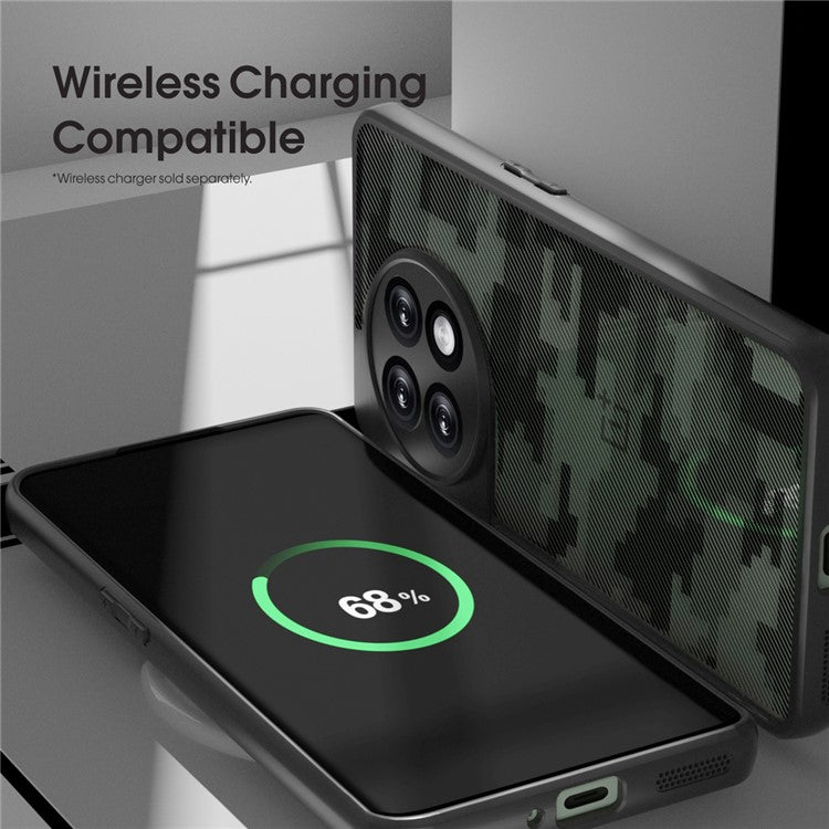 IBMRS Slim-Fit Case for OnePlus 11 5G Precise Cutout TPU+PC Phone Cover - Grid Camouflage