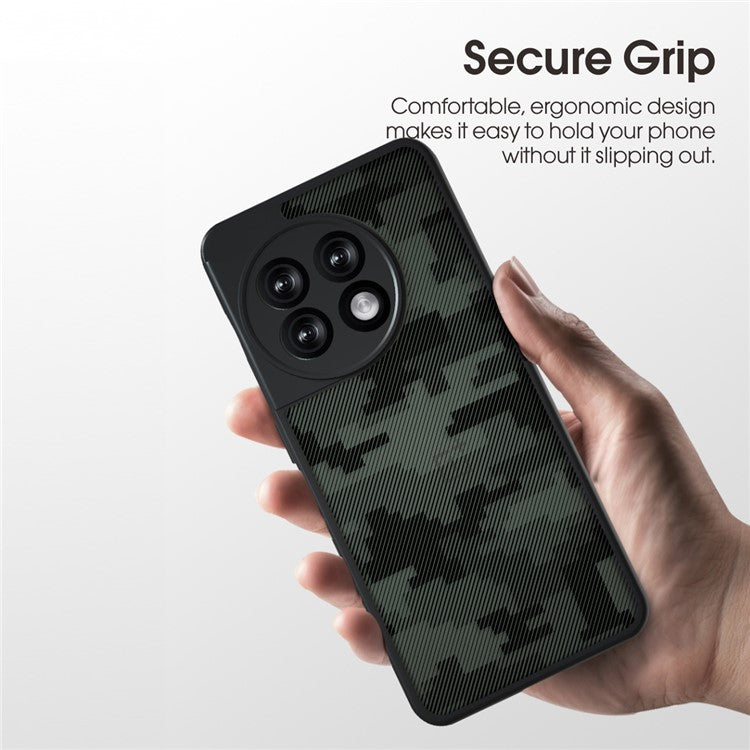 IBMRS Slim-Fit Case for OnePlus 11 5G Precise Cutout TPU+PC Phone Cover - Grid Camouflage