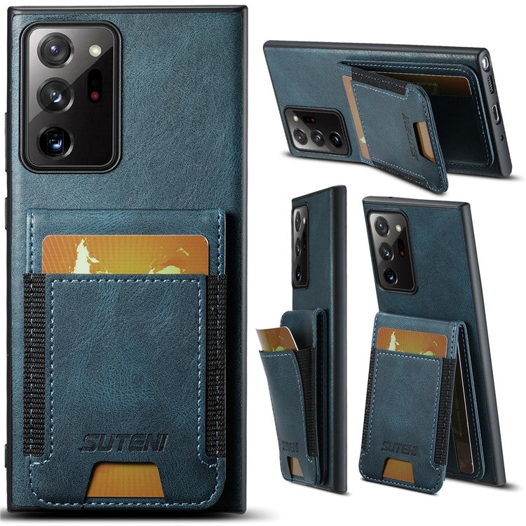 SUTENI H03 For Samsung Galaxy Note20 Ultra / Note20 Ultra 5G Case Waxy Texture Kickstand Phone Cover - Blue