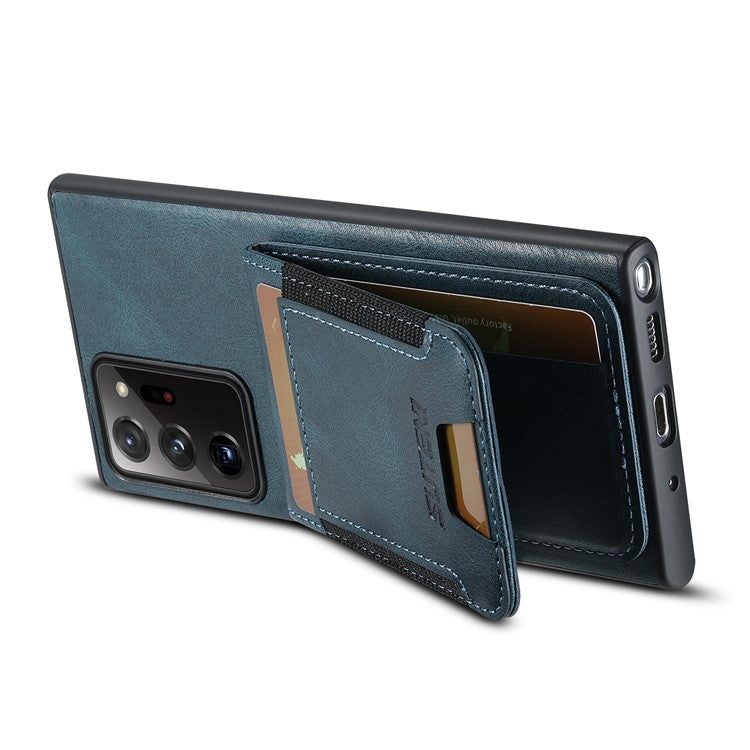 SUTENI H03 For Samsung Galaxy Note20 Ultra / Note20 Ultra 5G Case Waxy Texture Kickstand Phone Cover - Blue