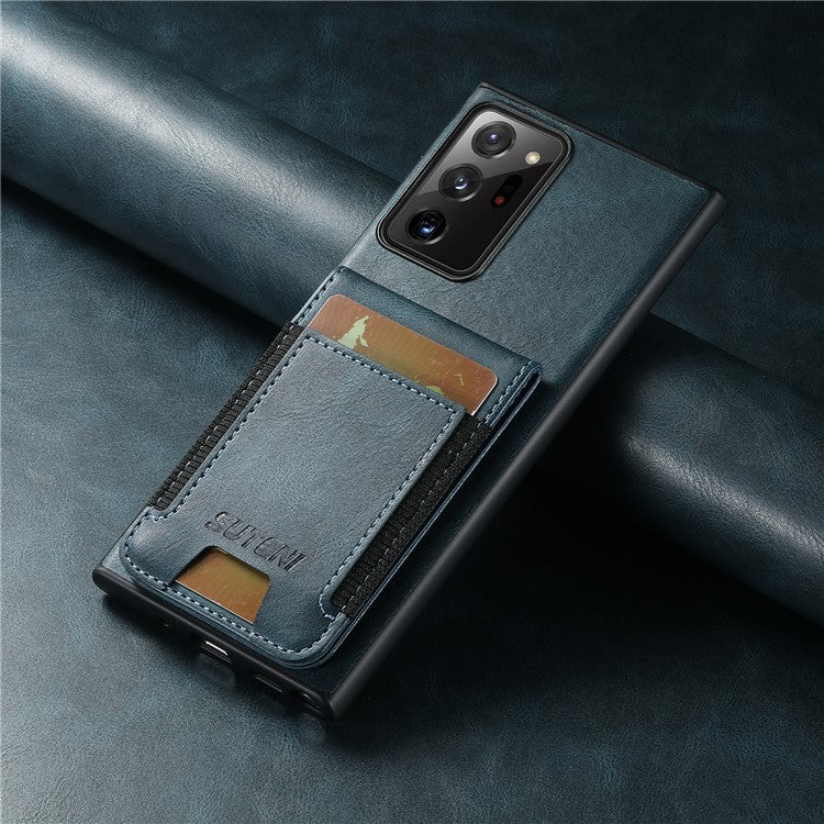 SUTENI H03 For Samsung Galaxy Note20 Ultra / Note20 Ultra 5G Case Waxy Texture Kickstand Phone Cover - Blue