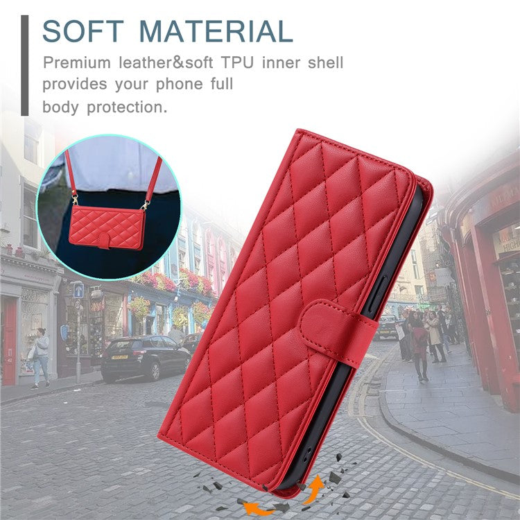 For Samsung Galaxy S23+ Phone Case Card Slots Wallet Crossbody Leather Cover - Red