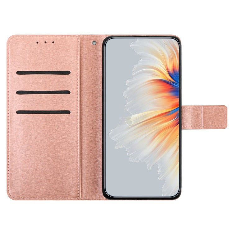For Oppo A74 5G / A54 5G / A93 5G Case Flower Pattern Handbag Leather Folio Stand View Phone Cover - Rose Gold