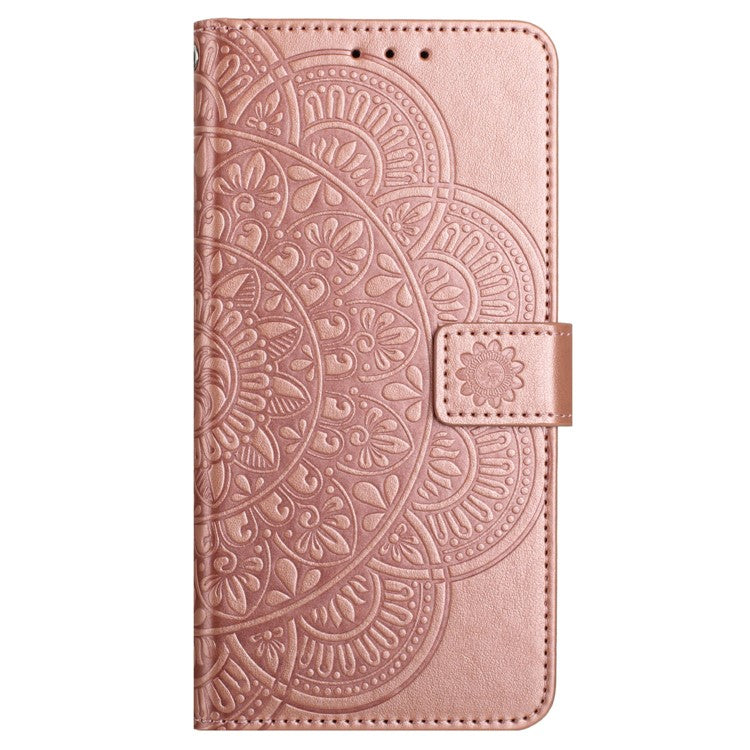 For Oppo A74 5G / A54 5G / A93 5G Case Flower Pattern Handbag Leather Folio Stand View Phone Cover - Rose Gold