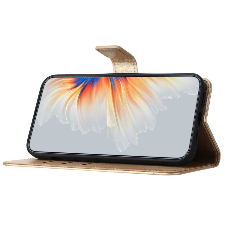 For Oppo A74 5G / A54 5G / A93 5G Case Flower Pattern Handbag Leather Folio Stand View Phone Cover - Gold