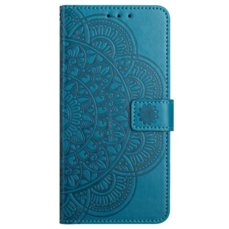 For Oppo A74 5G / A54 5G / A93 5G Case Flower Pattern Handbag Leather Folio Stand View Phone Cover - Blue