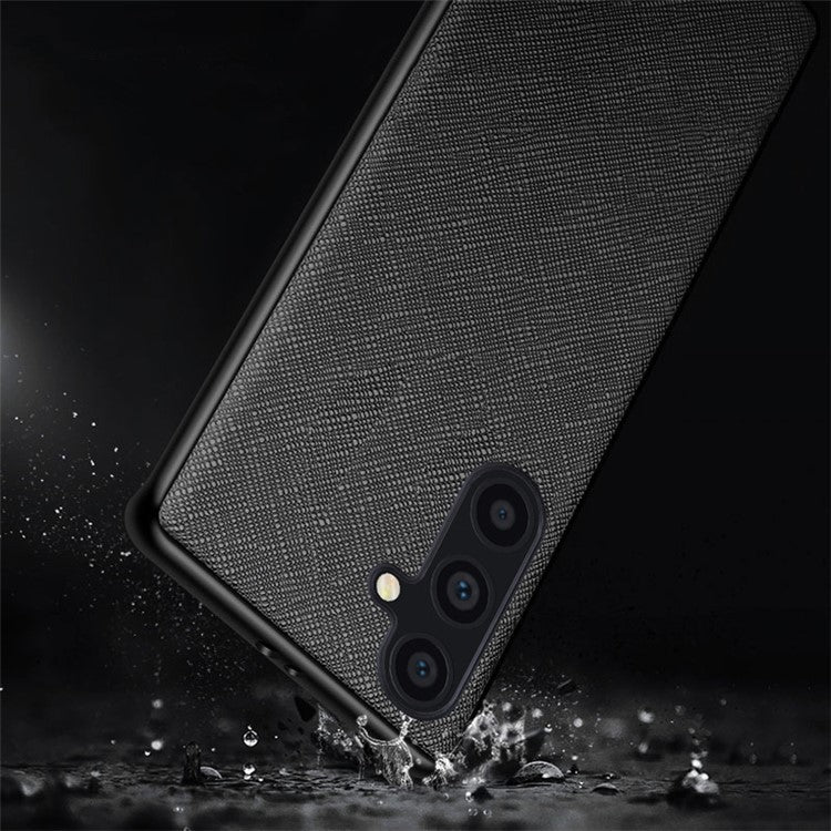 AIORIA For Samsung Galaxy A35 5G Case PU Leather Coated PC+TPU Phone Shell with Cross Texture - Green