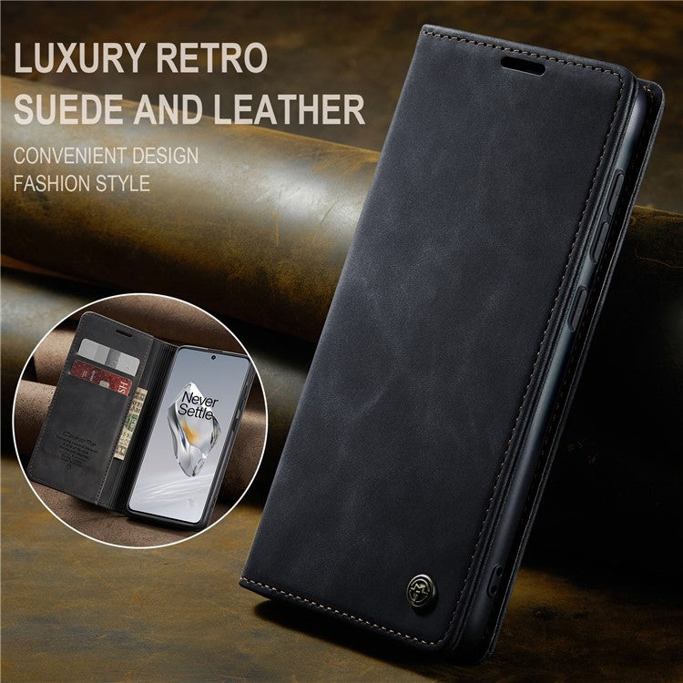 CASEME 013 Series For OnePlus 12 5G Case Business Style Card Slots Cell Phone Cover - Black