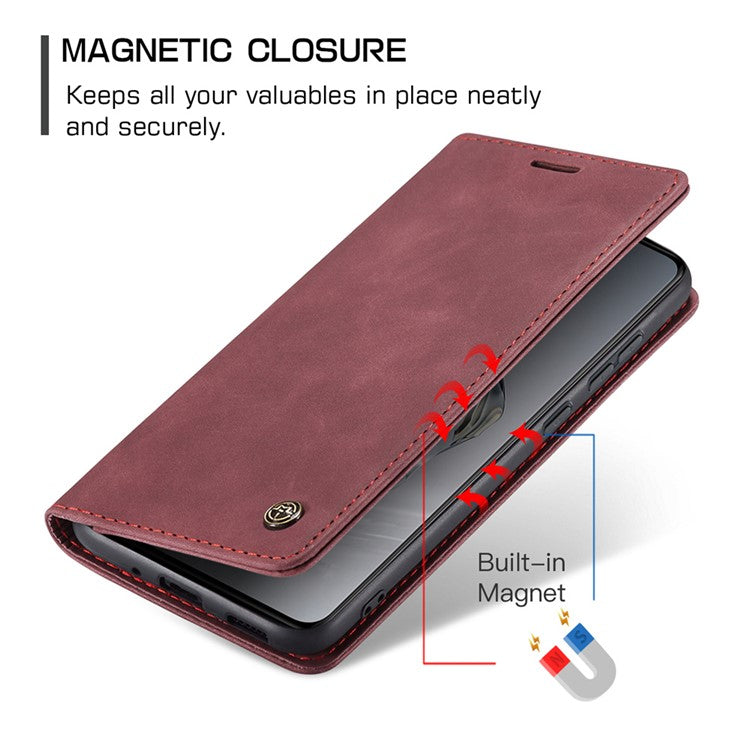 CASEME 013 Series For OnePlus 12 5G Case Business Style Card Slots Cell Phone Cover - Red