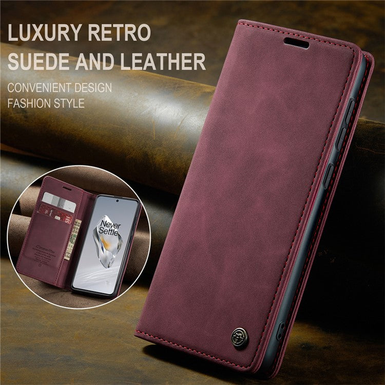 CASEME 013 Series For OnePlus 12 5G Case Business Style Card Slots Cell Phone Cover - Red
