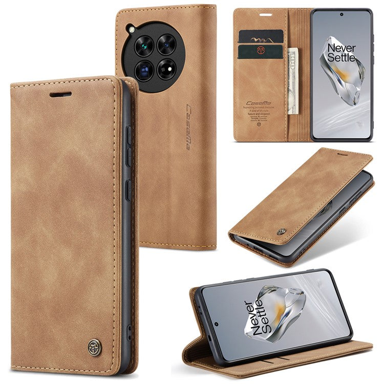 CASEME 013 Series For OnePlus 12 5G Case Business Style Card Slots Cell Phone Cover - Brown