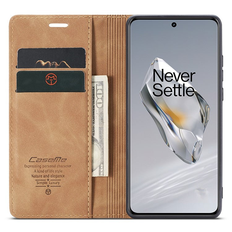 CASEME 013 Series For OnePlus 12 5G Case Business Style Card Slots Cell Phone Cover - Brown