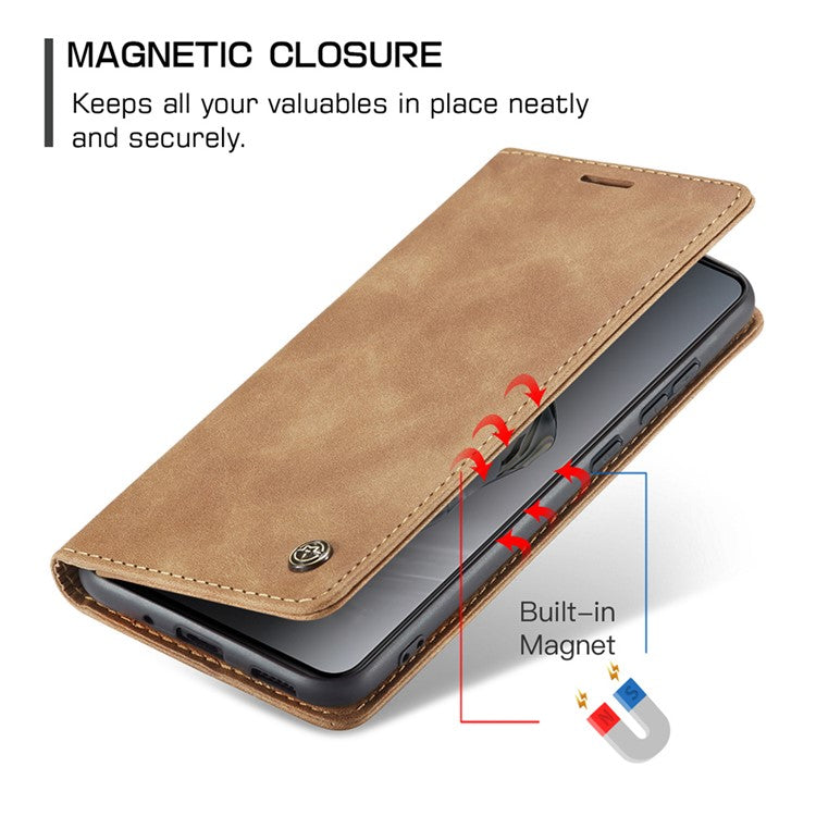 CASEME 013 Series For OnePlus 12 5G Case Business Style Card Slots Cell Phone Cover - Brown