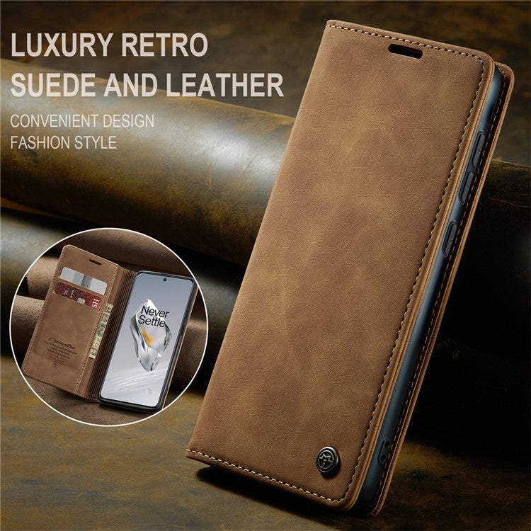 CASEME 013 Series For OnePlus 12 5G Case Business Style Card Slots Cell Phone Cover - Brown
