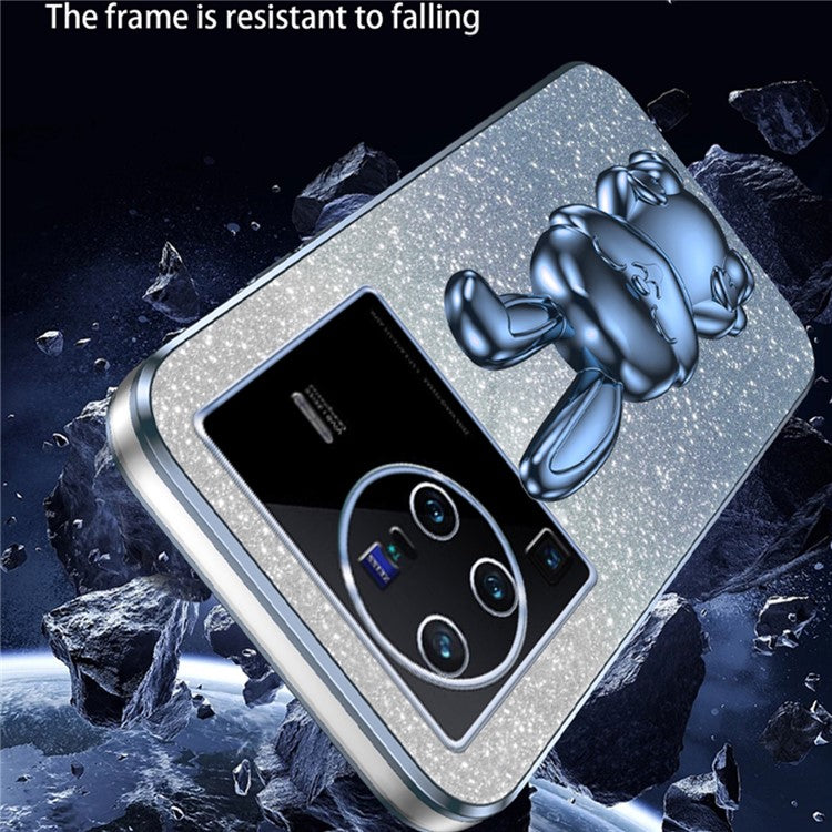 For vivo X80 Pro 5G Cartoon Rabbit Kickstand Cover PC+TPU Cell Phone Cases - Blue