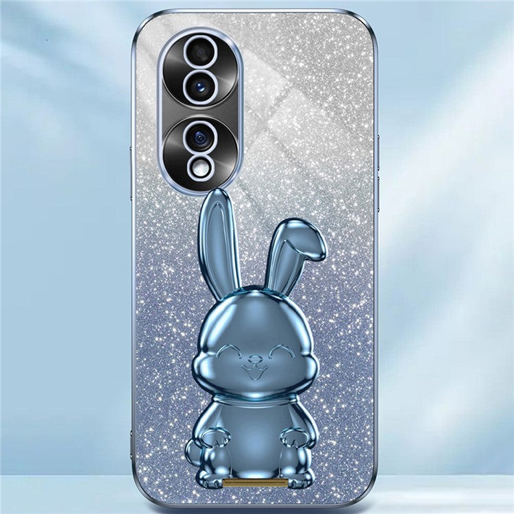 For Honor 70 5G Cell Phone Case Cartoon Rabbit PC+TPU Back Cover with Kickstand - Blue