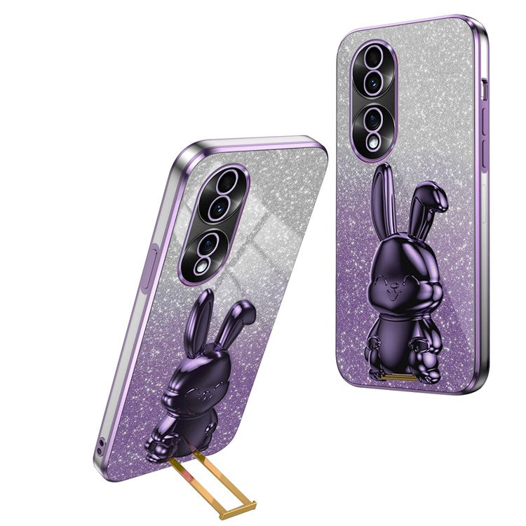 For Honor 70 5G Cell Phone Case Cartoon Rabbit PC+TPU Back Cover with Kickstand - Purple