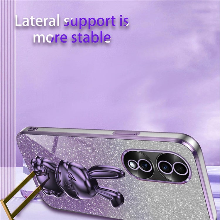 For Honor 70 5G Cell Phone Case Cartoon Rabbit PC+TPU Back Cover with Kickstand - Purple