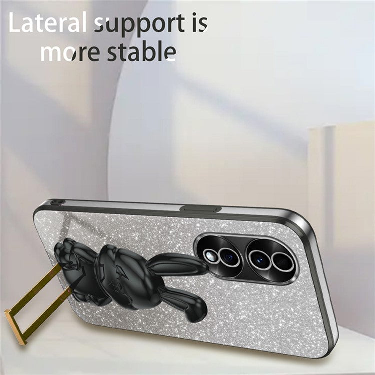 For Honor 70 5G Cell Phone Case Cartoon Rabbit PC+TPU Back Cover with Kickstand - Black