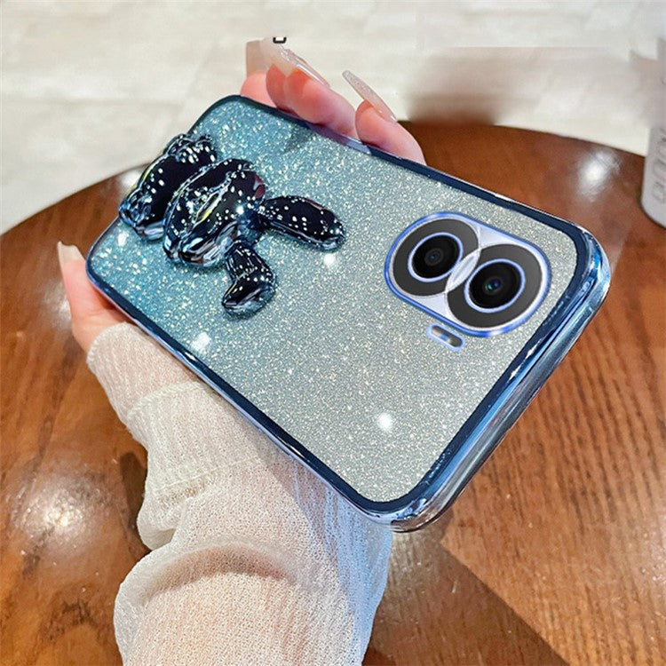 For Honor X40i 5G Shockproof Case Cute Rabbit Anti-Drop Kickstand Phone Cover - Blue