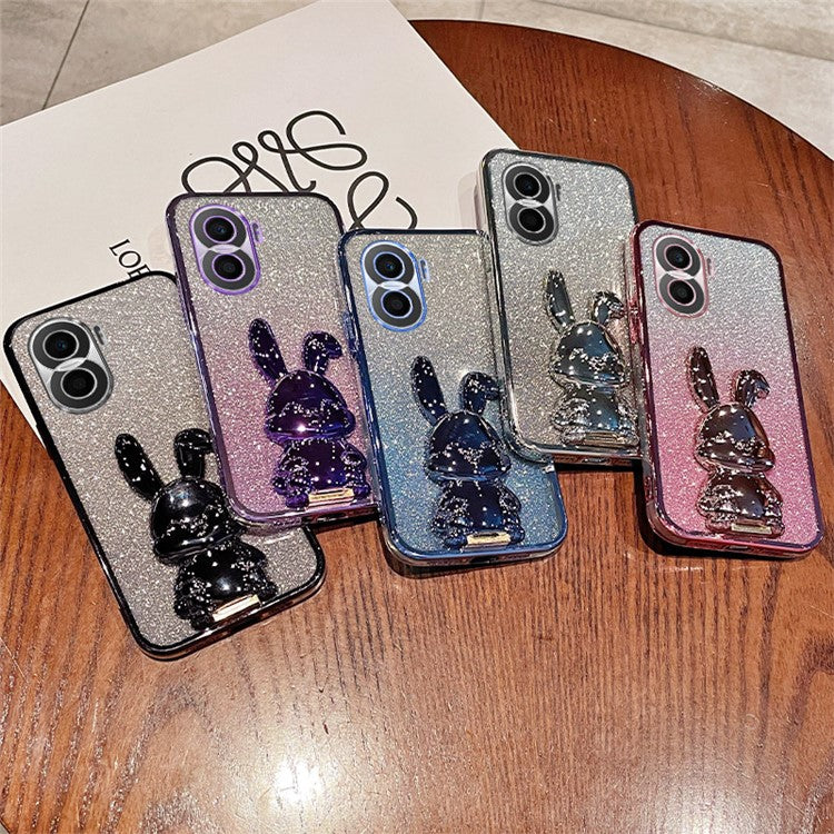 For Honor X40i 5G Shockproof Case Cute Rabbit Anti-Drop Kickstand Phone Cover - Pink