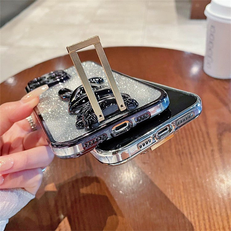 For Honor X40i 5G Shockproof Case Cute Rabbit Anti-Drop Kickstand Phone Cover - Silver