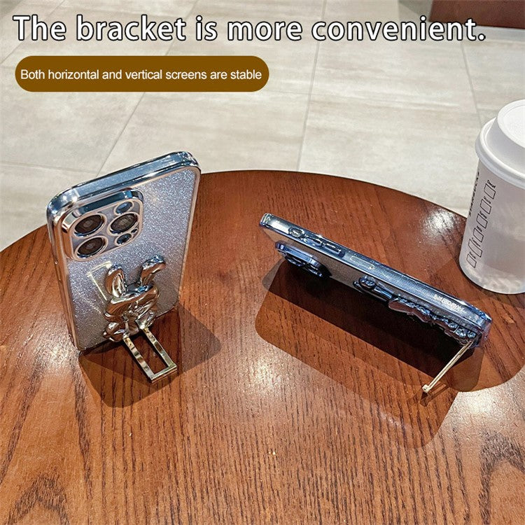 For Honor X40i 5G Shockproof Case Cute Rabbit Anti-Drop Kickstand Phone Cover - Silver