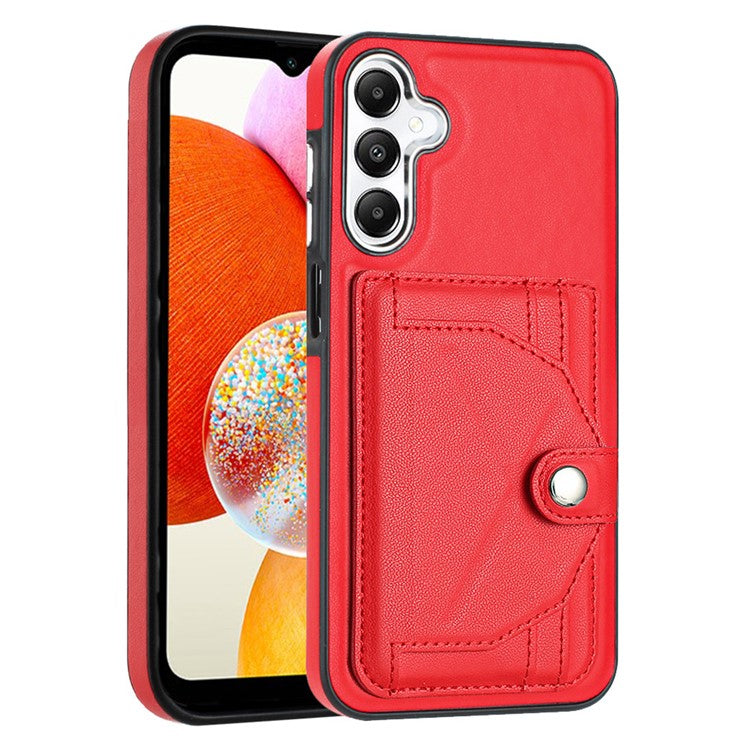 YB Leather Coating Series-4 for Samsung Galaxy A25 5G (Global) (161.0 x 76.5 x 8.3mm) Case Card Slots Cover - Red