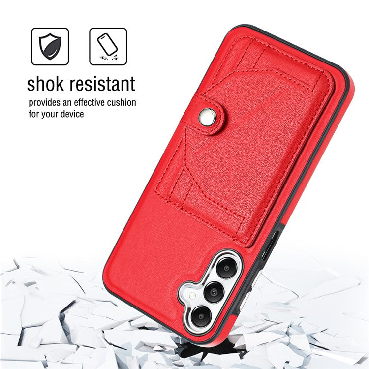 YB Leather Coating Series-4 for Samsung Galaxy A25 5G (Global) (161.0 x 76.5 x 8.3mm) Case Card Slots Cover - Red