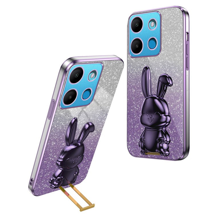 For Infinix Smart 7 4G / Tecno Spark Go 2023 4G Anti-Shock Rabbit Kickstand Cell Phone Case - Purple