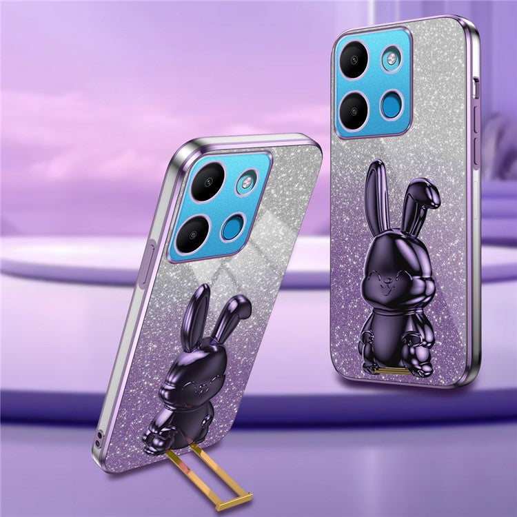 For Infinix Smart 7 4G / Tecno Spark Go 2023 4G Anti-Shock Rabbit Kickstand Cell Phone Case - Purple