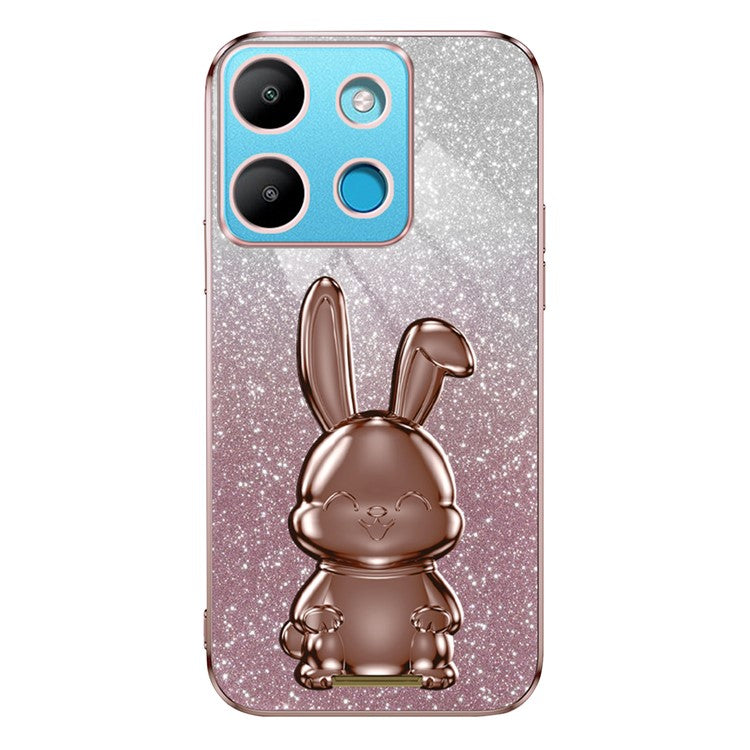 For Infinix Smart 7 4G / Tecno Spark Go 2023 4G Anti-Shock Rabbit Kickstand Cell Phone Case - Pink