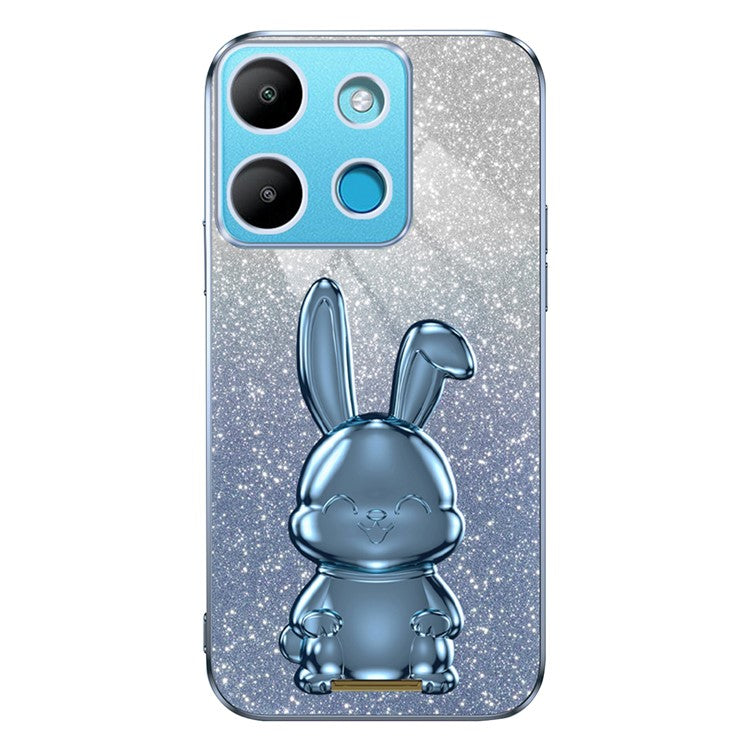 For Infinix Smart 7 4G / Tecno Spark Go 2023 4G Anti-Shock Rabbit Kickstand Cell Phone Case - Blue