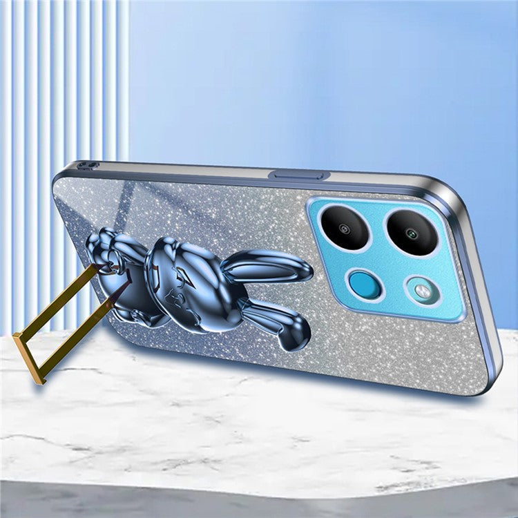 For Infinix Smart 7 4G / Tecno Spark Go 2023 4G Anti-Shock Rabbit Kickstand Cell Phone Case - Blue