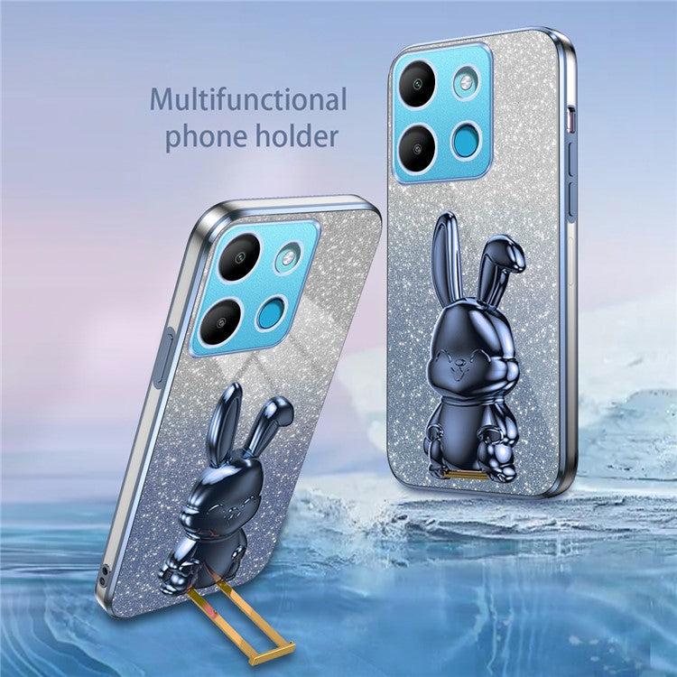 For Infinix Smart 7 4G / Tecno Spark Go 2023 4G Anti-Shock Rabbit Kickstand Cell Phone Case - Blue