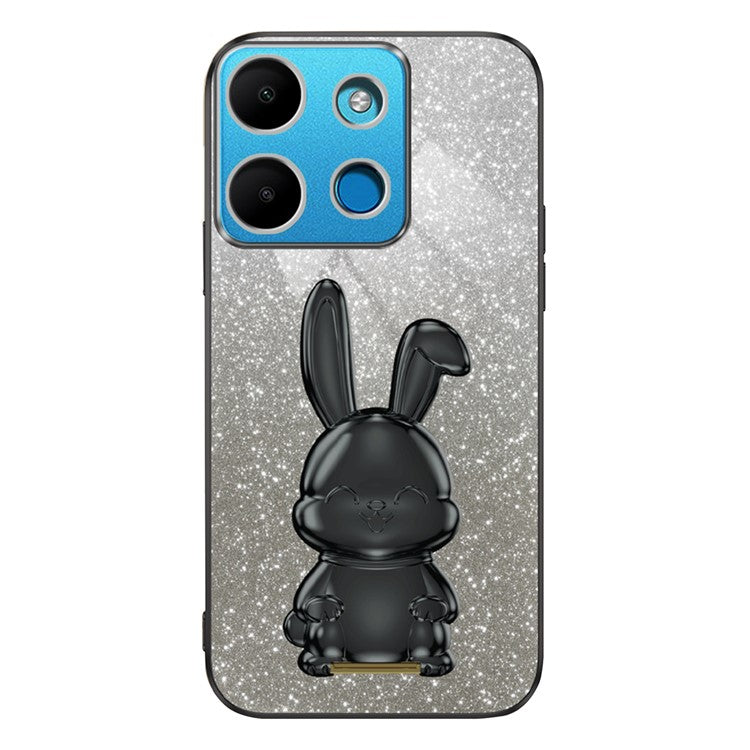 For Infinix Smart 7 4G / Tecno Spark Go 2023 4G Anti-Shock Rabbit Kickstand Cell Phone Case - Black