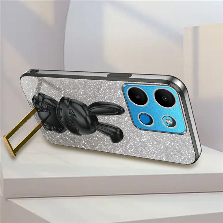 For Infinix Smart 7 4G / Tecno Spark Go 2023 4G Anti-Shock Rabbit Kickstand Cell Phone Case - Black