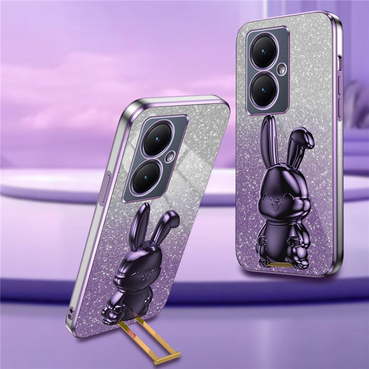 For vivo Y35+ 5G / Y35m+ 5G / Y27 4G Kickstand Case Rabbit Design Shockproof Phone Cover - Purple