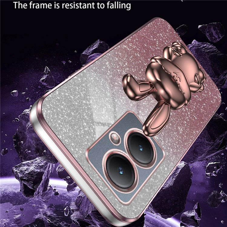 For vivo Y35+ 5G / Y35m+ 5G / Y27 4G Kickstand Case Rabbit Design Shockproof Phone Cover - Pink