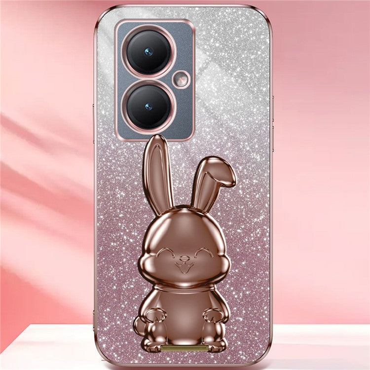 For vivo Y35+ 5G / Y35m+ 5G / Y27 4G Kickstand Case Rabbit Design Shockproof Phone Cover - Pink