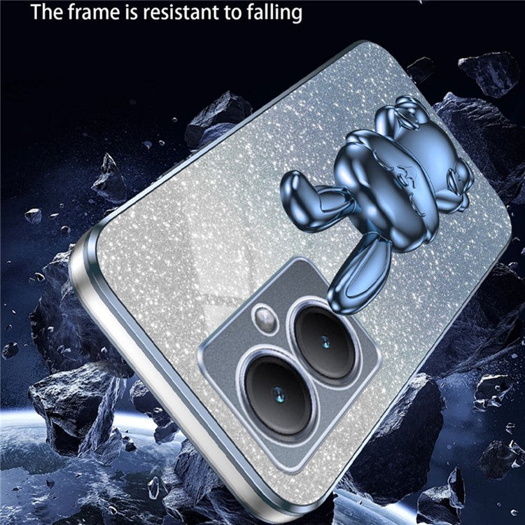 For vivo Y35+ 5G / Y35m+ 5G / Y27 4G Kickstand Case Rabbit Design Shockproof Phone Cover - Blue