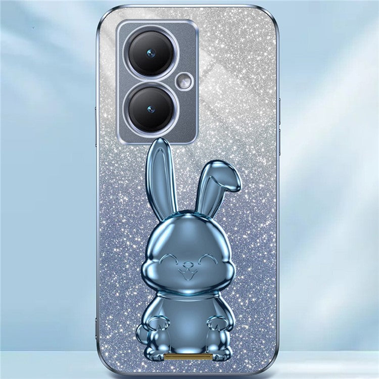 For vivo Y35+ 5G / Y35m+ 5G / Y27 4G Kickstand Case Rabbit Design Shockproof Phone Cover - Blue